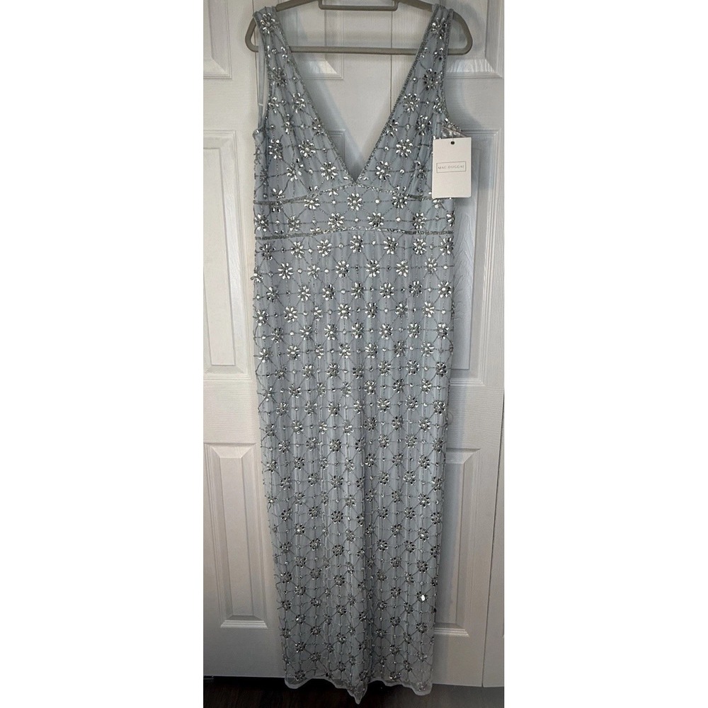 Mac Duggal Sleeveless Hand Beaded V-neck Gown Size 16- NWT Mother Of The Bride - Picture 4 of 15